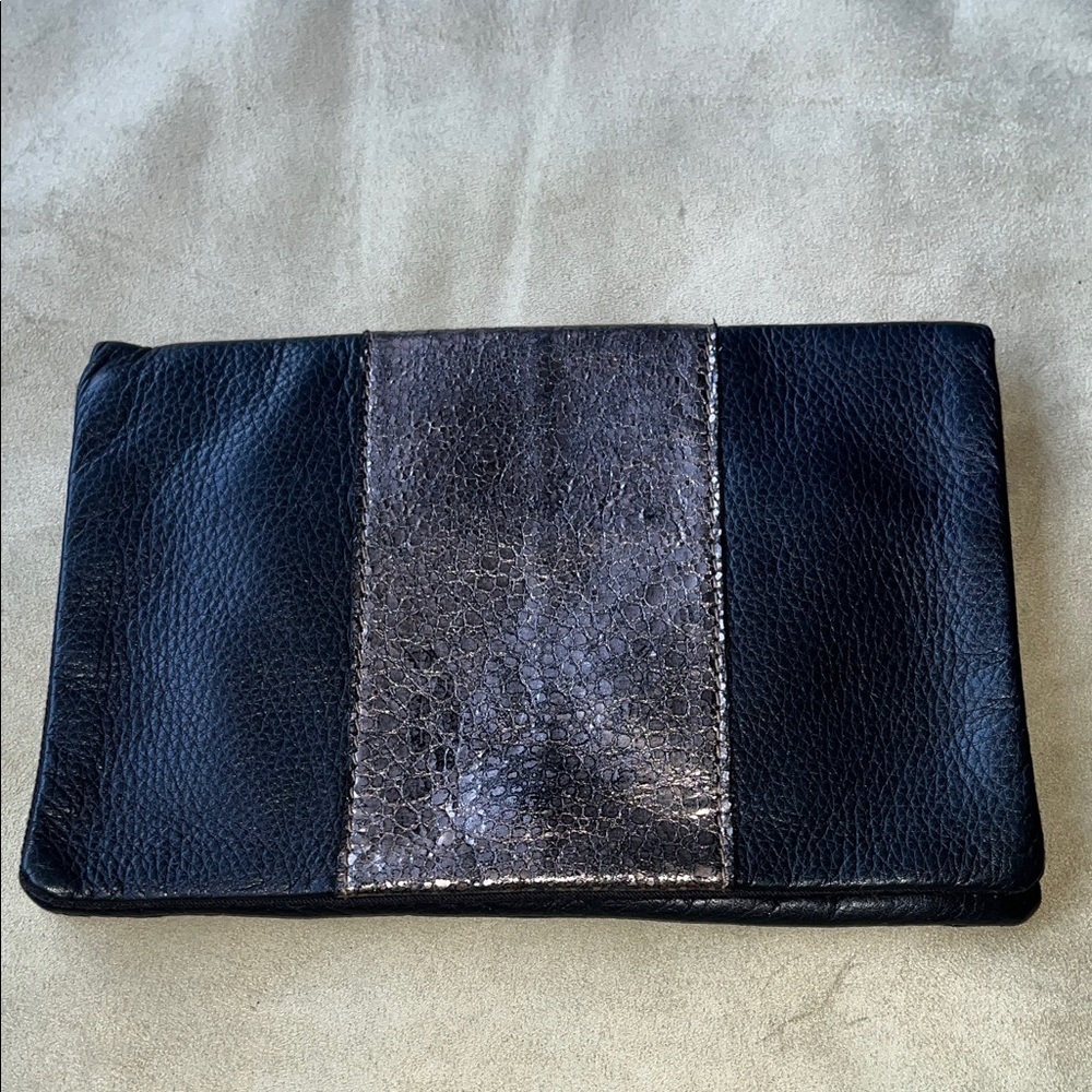 Pauly Jen Black and Metallic Silver Leather Belt Bag/ Clutch
